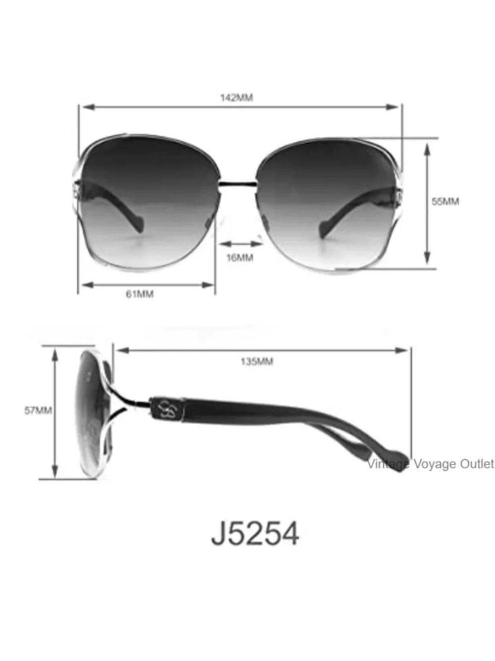 Oversized Square Sunglasses UV400 Metal Frame Vented Design